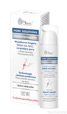 AVA Krem na noc zwężający pory z wyciągiem z róży japońskiej i koenzymem Q10 50ml PORE SOLUTIONS (id: 1390)