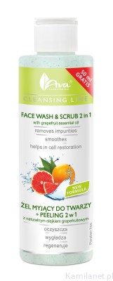 AVA CLEANSING LINE Żel myjący do twarzy + peeling 2 w 1z naturalnym olejkiem grapefruitowym 200ml (id: 1632)