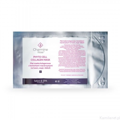 Płat-maska kolagenowa z komórkami macierzystymi na twarz, szyję i dekolt PHYTO CELL COLLAGEN MASK Charmine Rose 1 szt. (50 ml) (id: 2482)